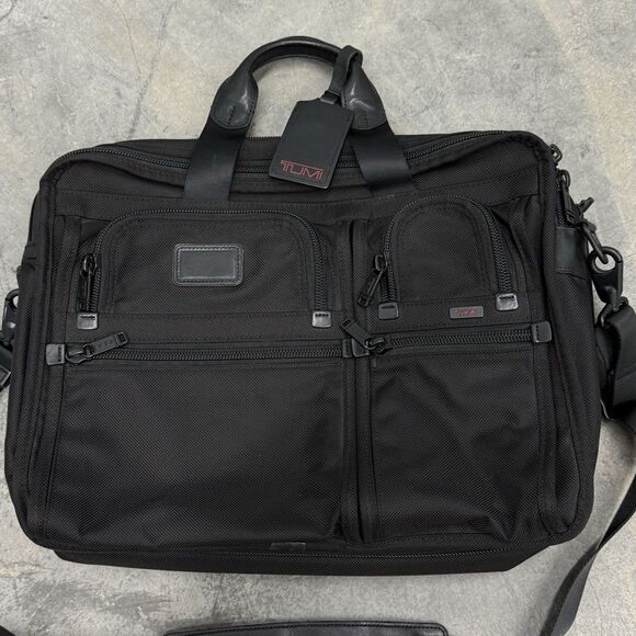Tumi Alpha Expandable Briefcase Carry Laptop Bag Nylon Black 26160DH - Picture 4 of 15